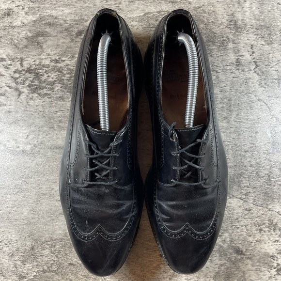 ALLEN EDMONDS Richmond Shoes Black Leather Dress Wingtip Derbys Men’s Size 10.5 - Picture 7 of 10